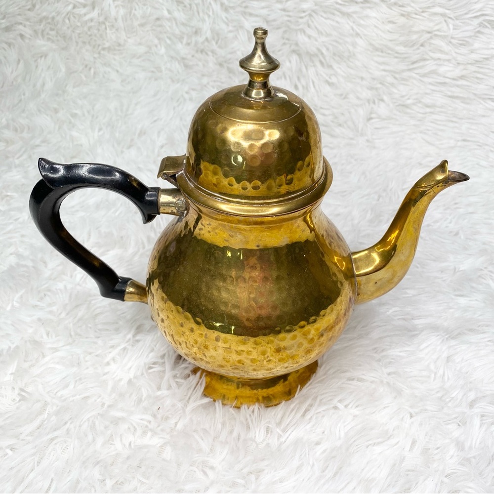 Vintage Hammered Brass Teapot